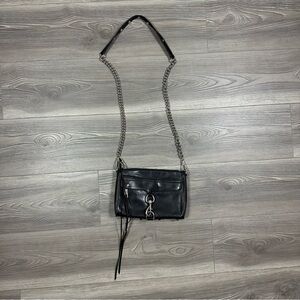 Rebecca Minkoff Mini Mac Black Leather Crossbody Bag with Silver‎ Hardware